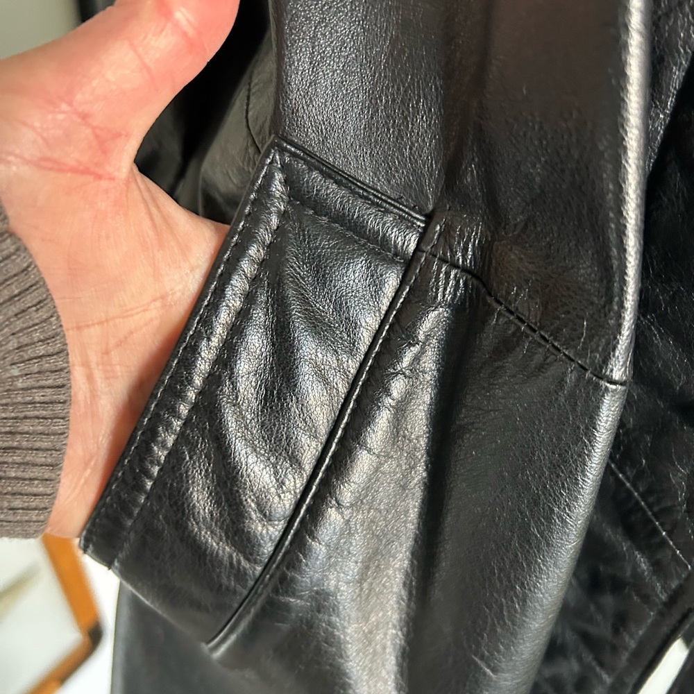 Wilsons Leather Black Genuine Leather Coat | Classic Longline Trench - Picture 3 of 8